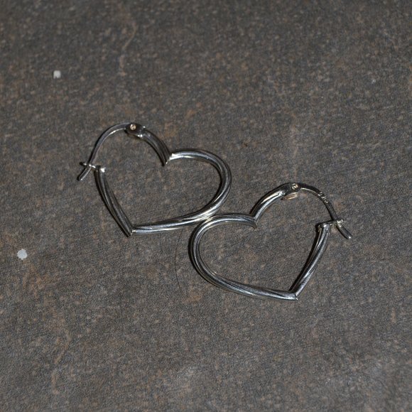 sterling silver heart hoop earrings - Picture 1 of 3